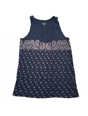 J.Crew Vintage Cotton Womens XS Navy Bandana Paisley Print Tank Top Boho Western